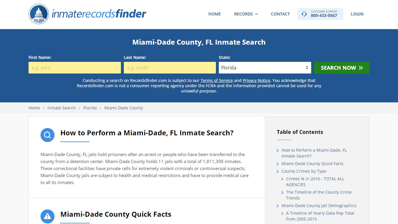 Miami-Dade Inmate Search & Jail Records Online - RecordsFinder